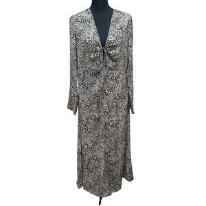 Mango Women's Size 6 Animal Print Long Sleeve Maxi‎ Dress Cheetah Leopard Print